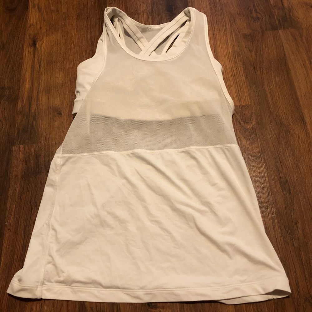 Lululemon White Mesh bra top Tank 4 GUC